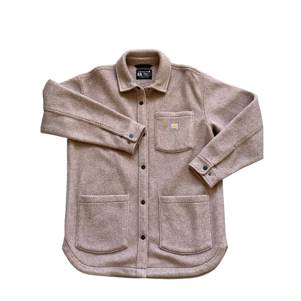 Gorpcore Carhartt Loose Fit Brushed Fleece Shirt Jacket M Taupe Shacket